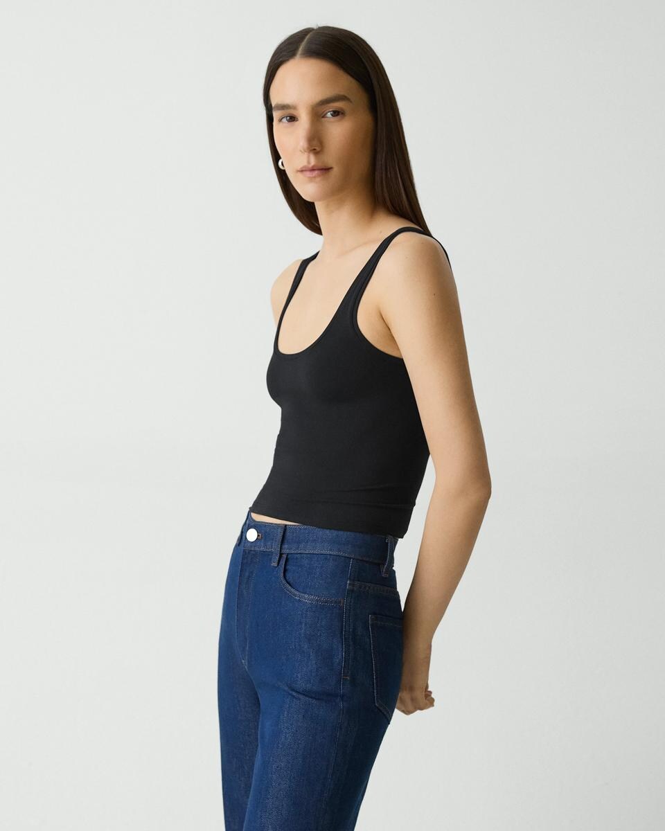 Cropped Tank Top in Stretch Nylon