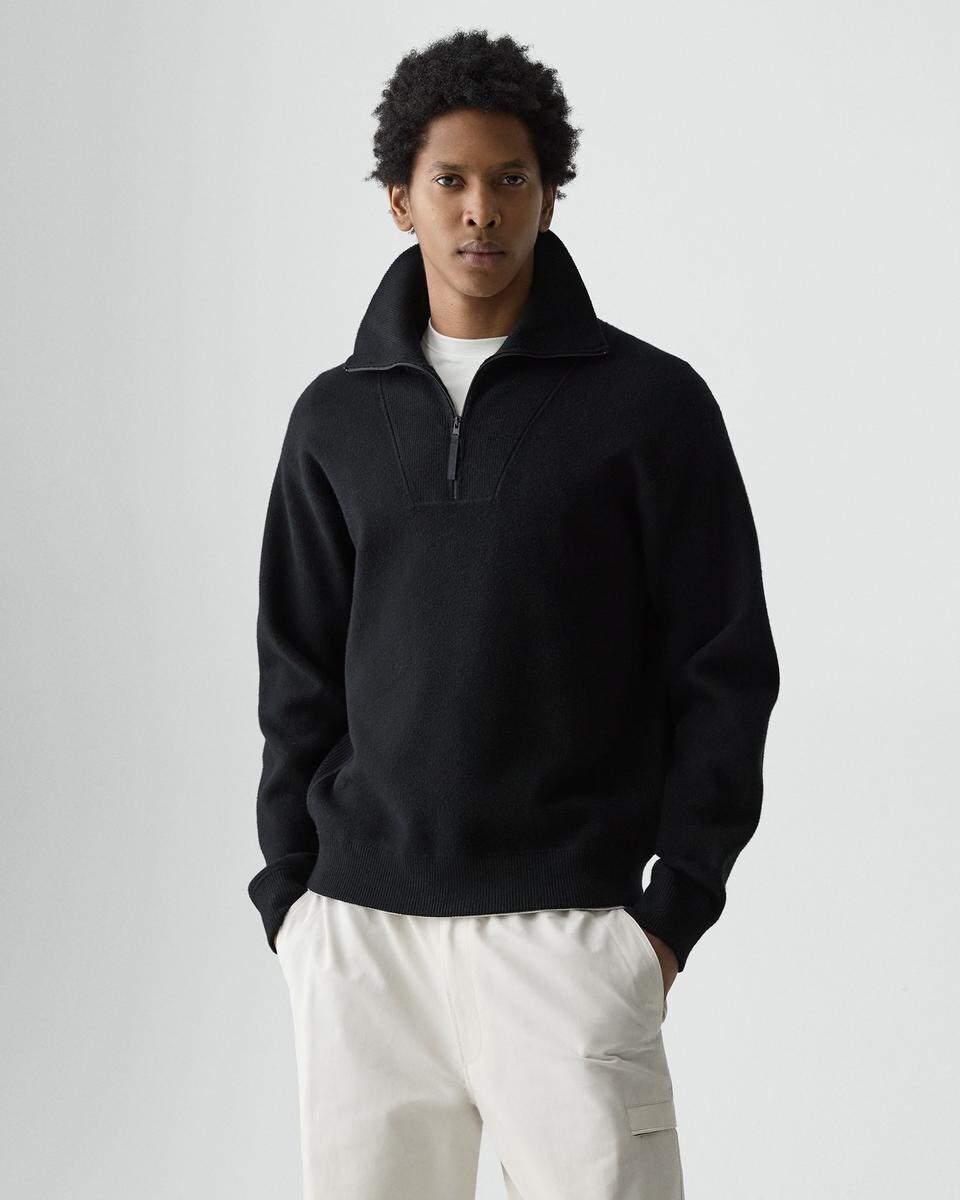 Relaxed Quarter-Zip Sweatshirt in Wool Bilen