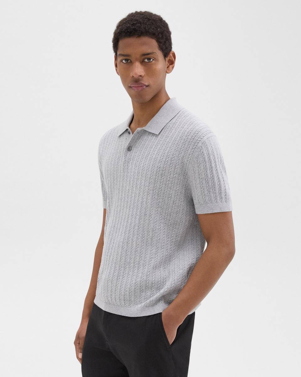 Cable Knit Polo in Cotton