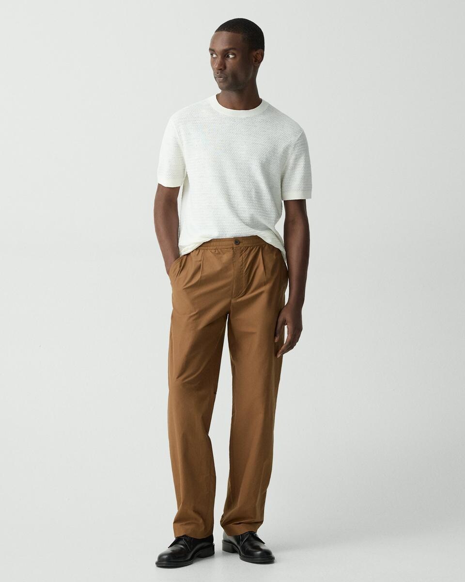 Pleated Drawstring Pant in Cotton-Blend