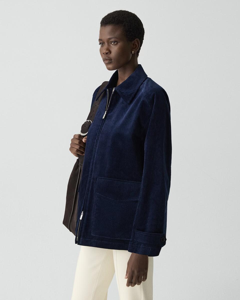 Straight Zip Jacket in Corduroy
