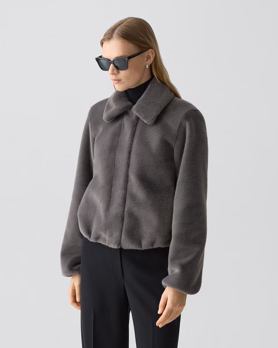 Collared Jacket in Faux Fur