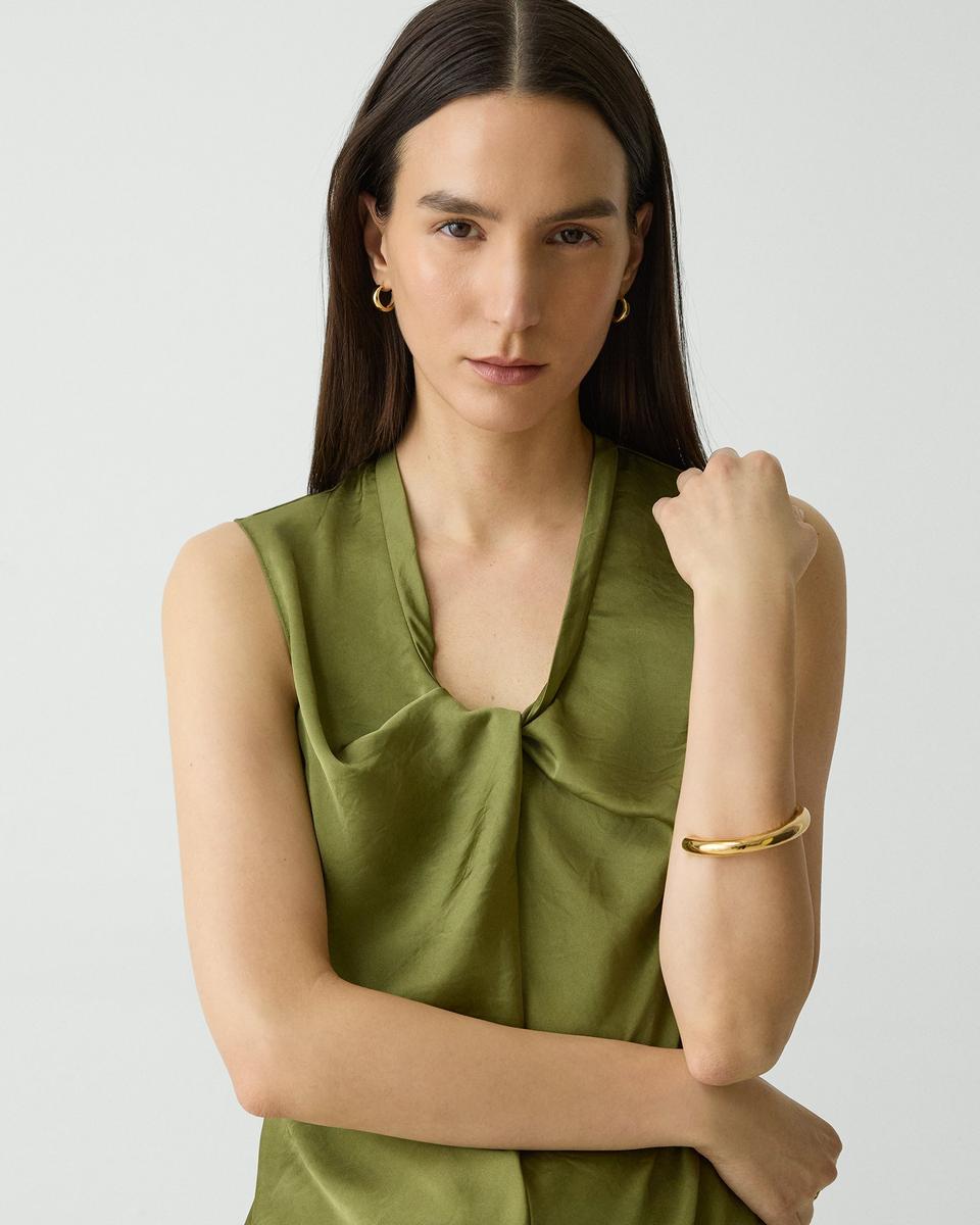 Twist Neck Blouse in Crushed Satin