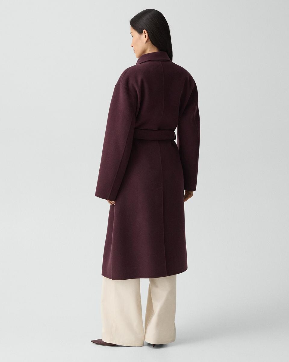 Long Trench Coat in Textured Wool-Cashmere