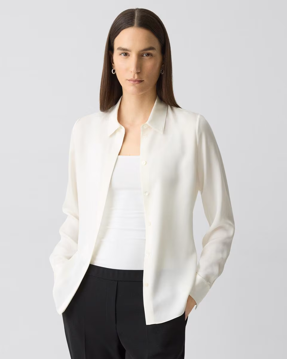 Fitted Shirt in Silk Georgette