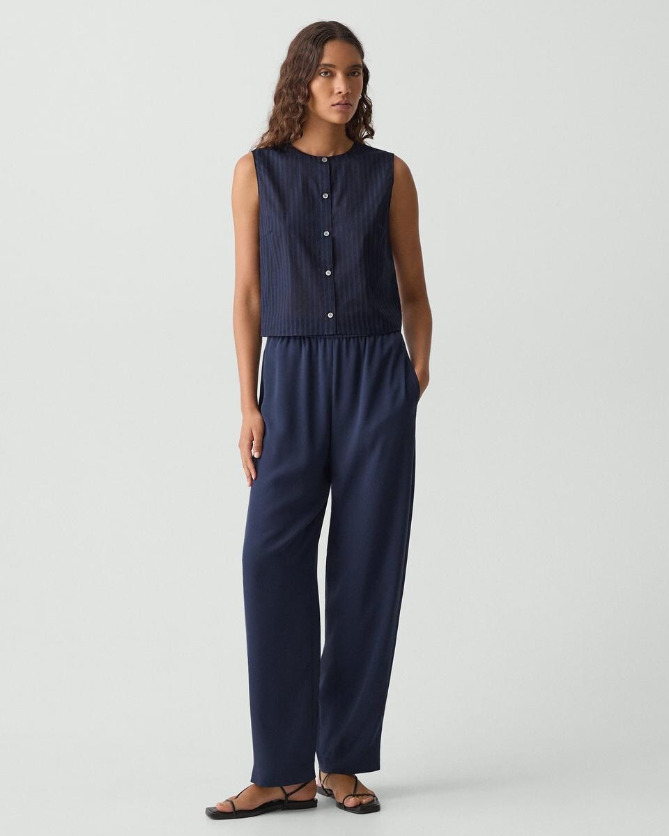Relaxed Pull-On Pant in Satin Crepe