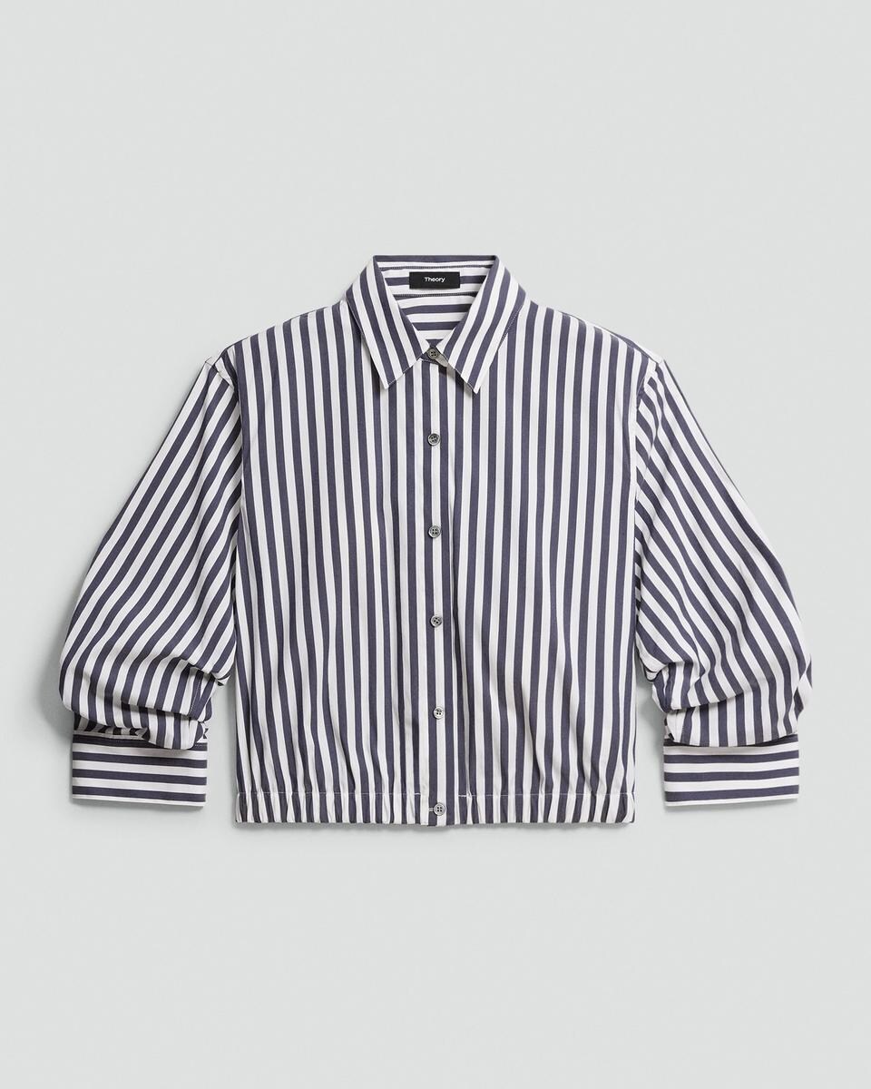 Cropped Shirt in Awning Stripe