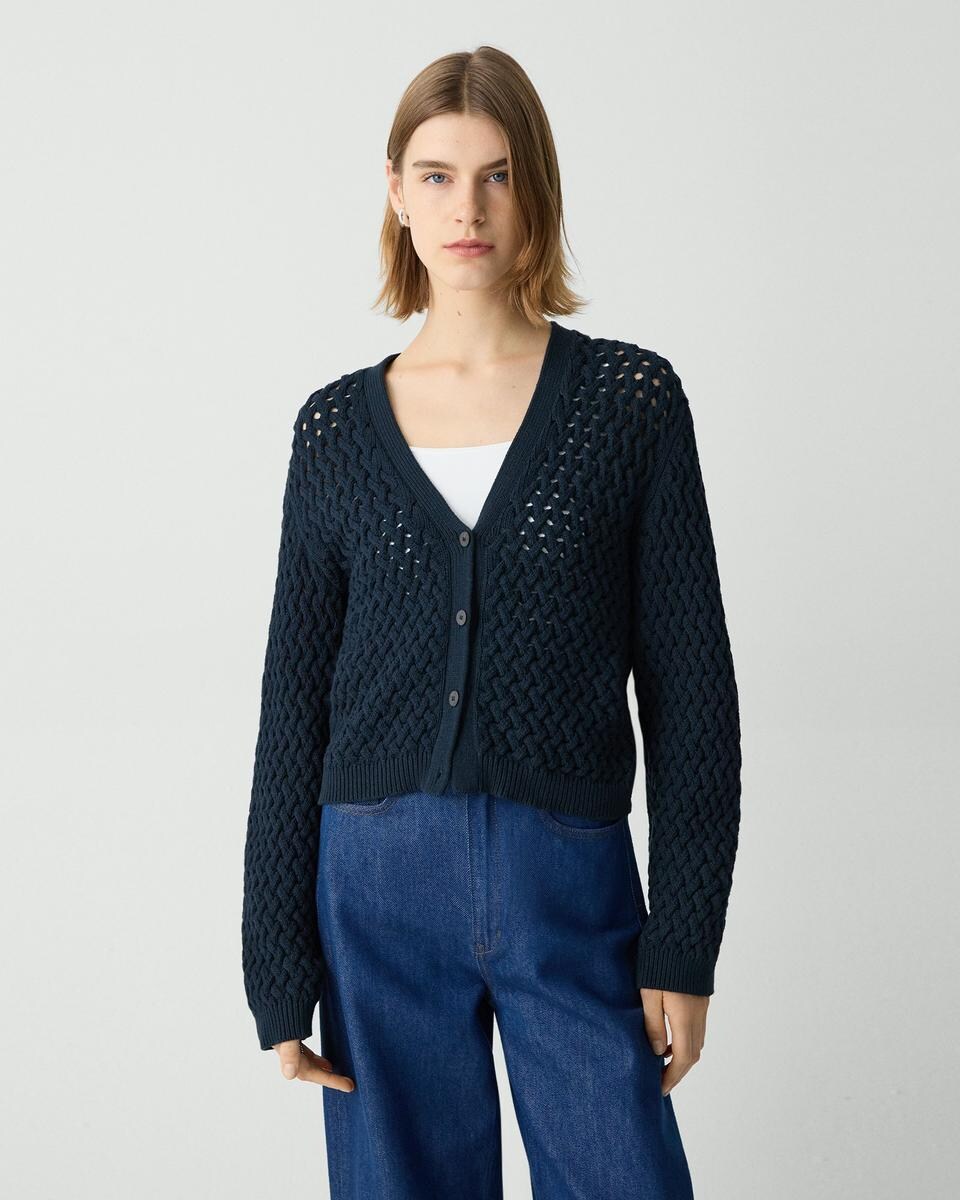 Cable-Knit Cardigan in Rounded Cotton