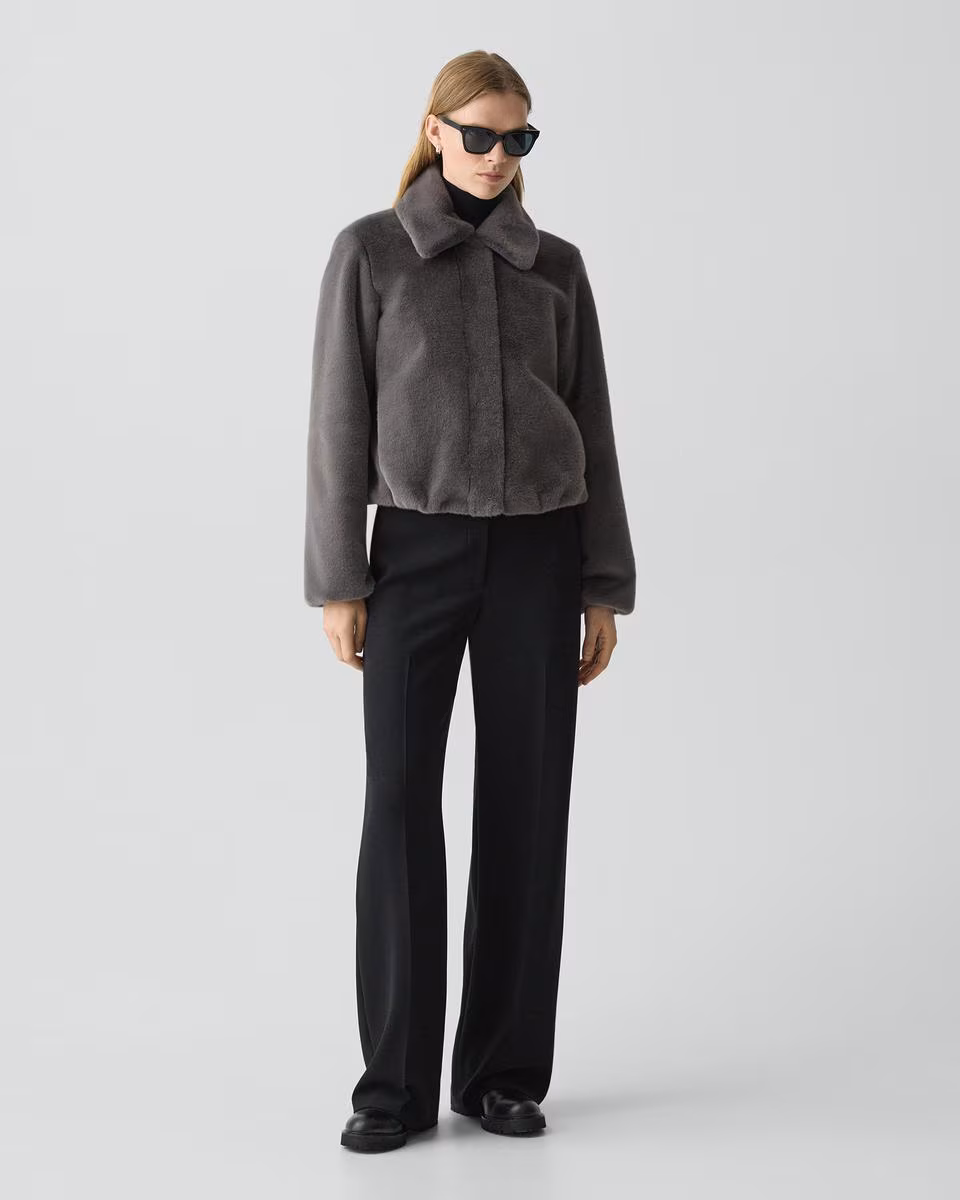 Collared Jacket in Faux Fur