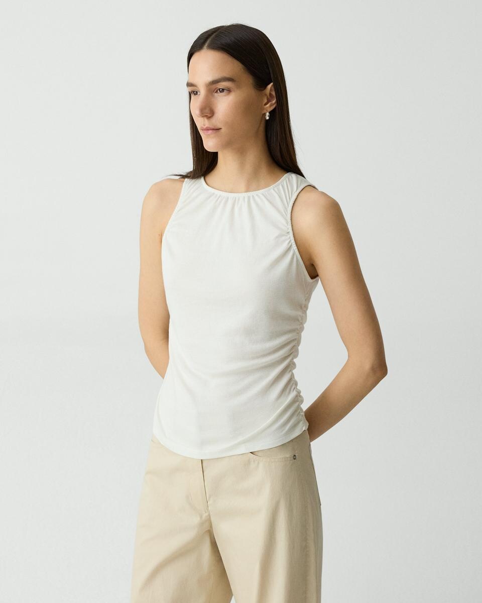 Shirred Top in Soft Rib