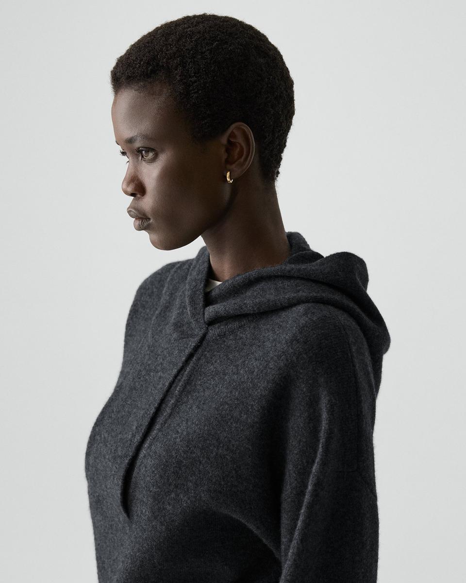 Oversized Hoodie in Felted Wool-Cashmere
