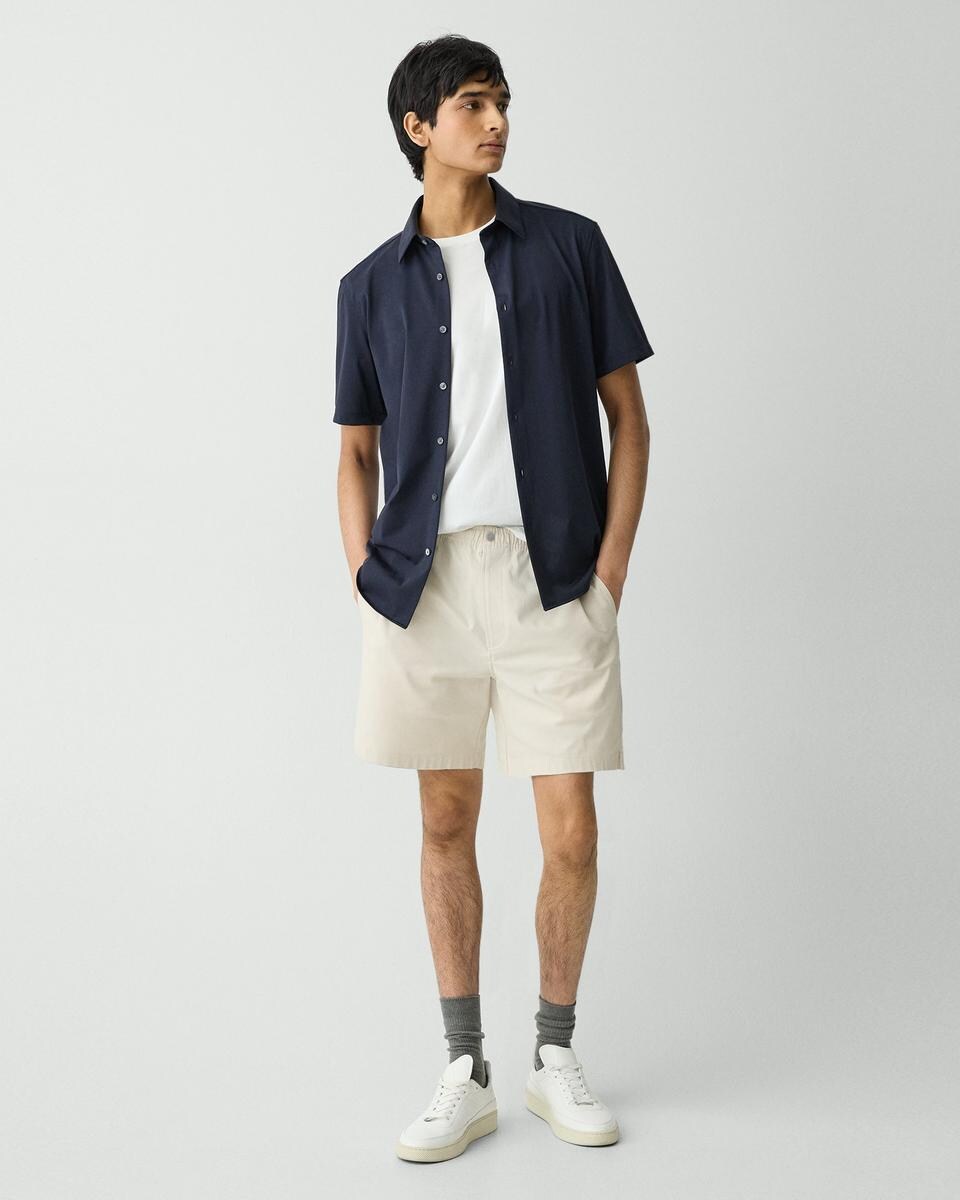 Drawstring Short in Stretch Cotton Canvas