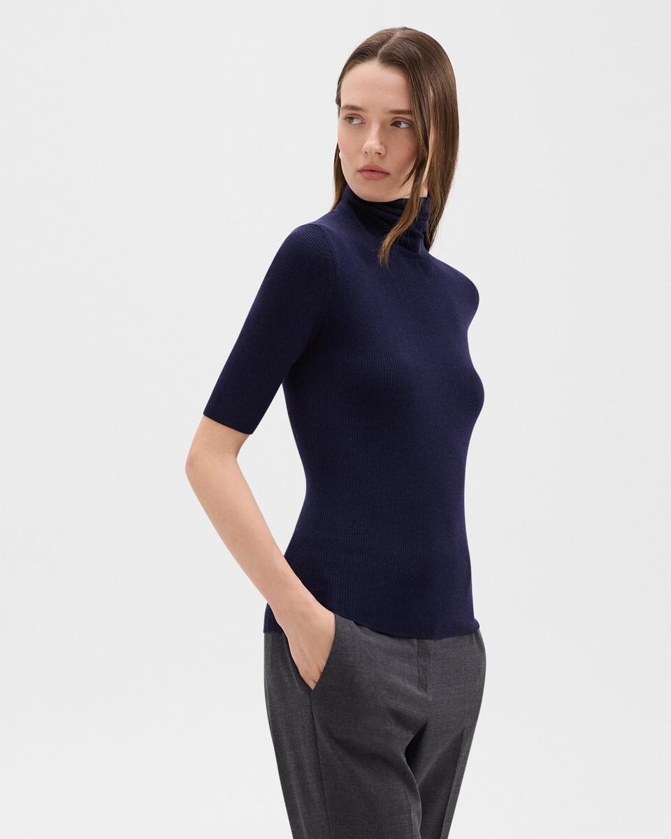 Leenda Short-Sleeve Turtleneck in Regal Wool