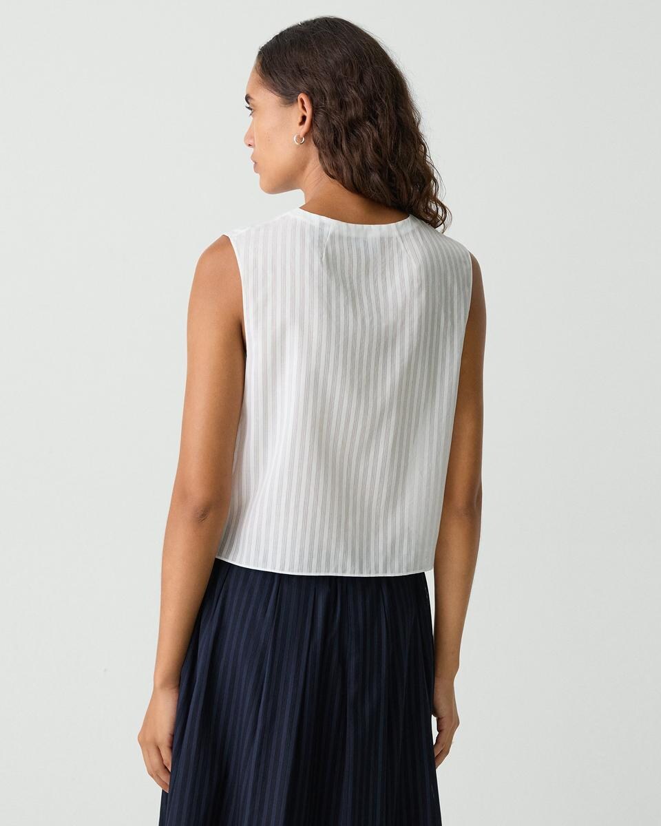 Button-Up Shell Top in Linear Cotton