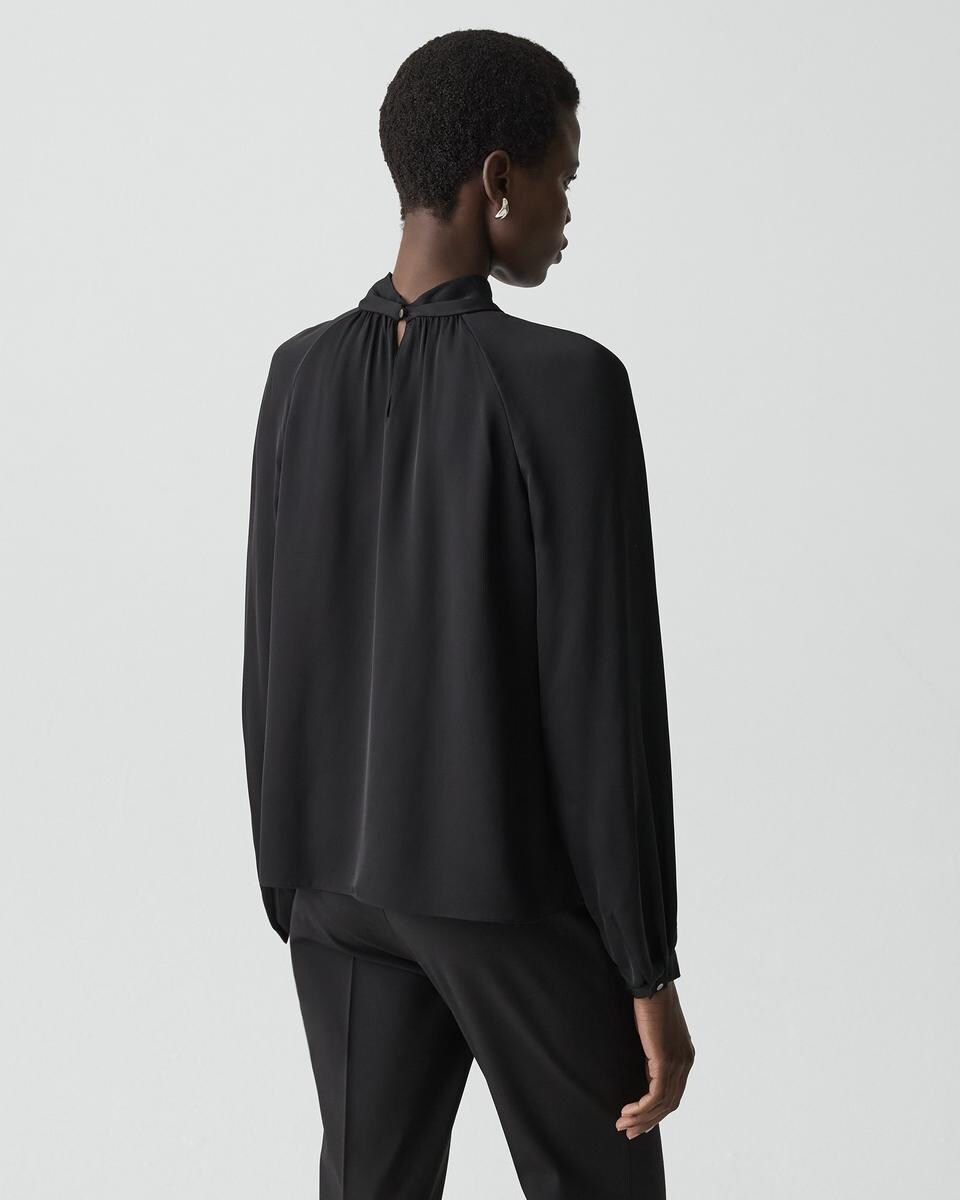 Twist Neck Top in Silk Georgette