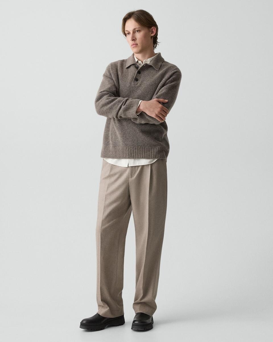 Relaxed Pleat Pant in Cashmere-Blend Flannel