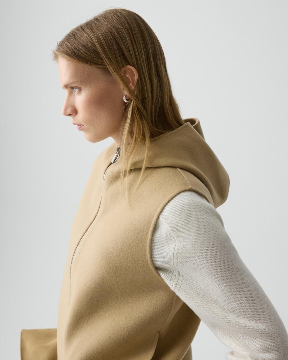 Hooded Vest in Double-Face Wool-Cashmere