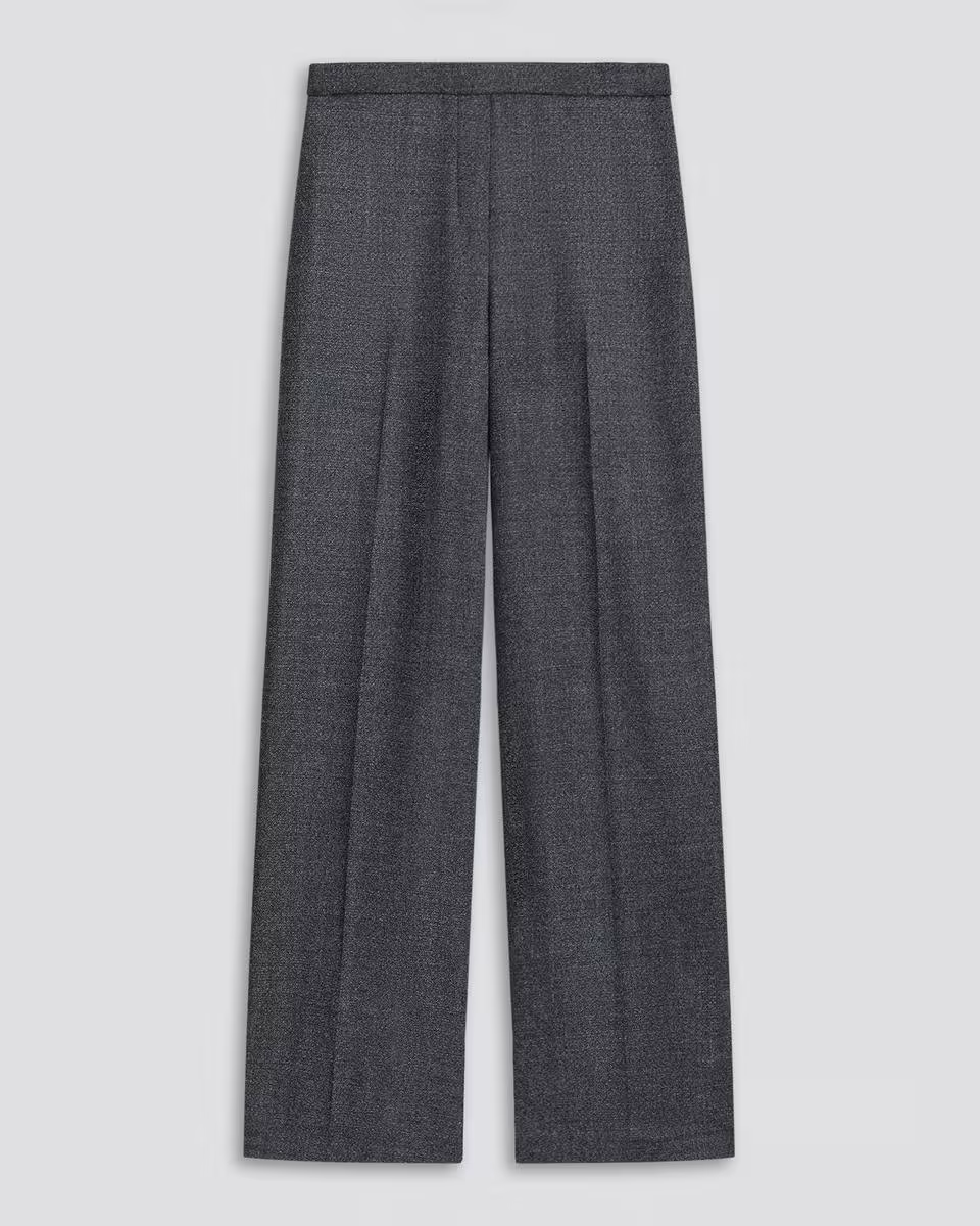 Wide-Leg Pull-On Pant in Marled Flannel