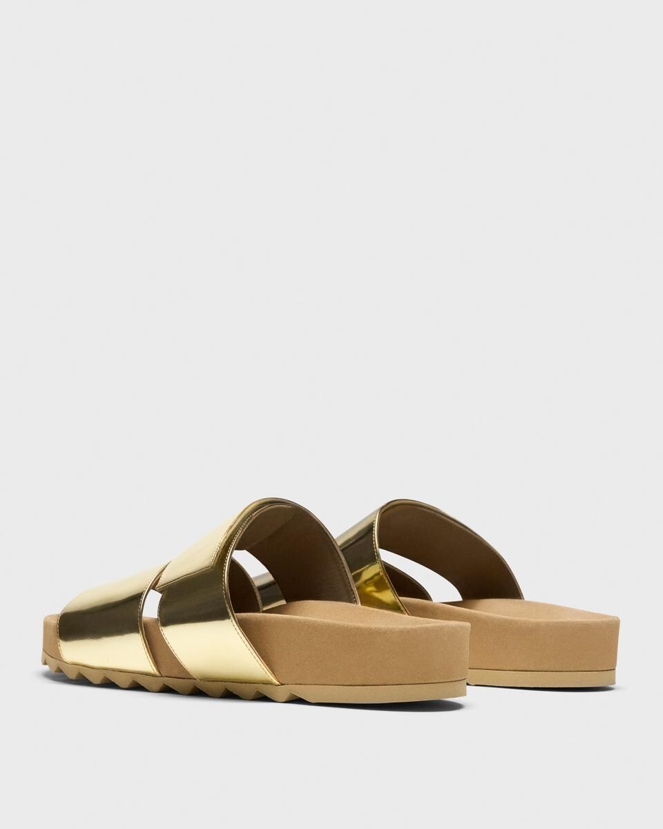 Slide Sandals in Metallic Leather
