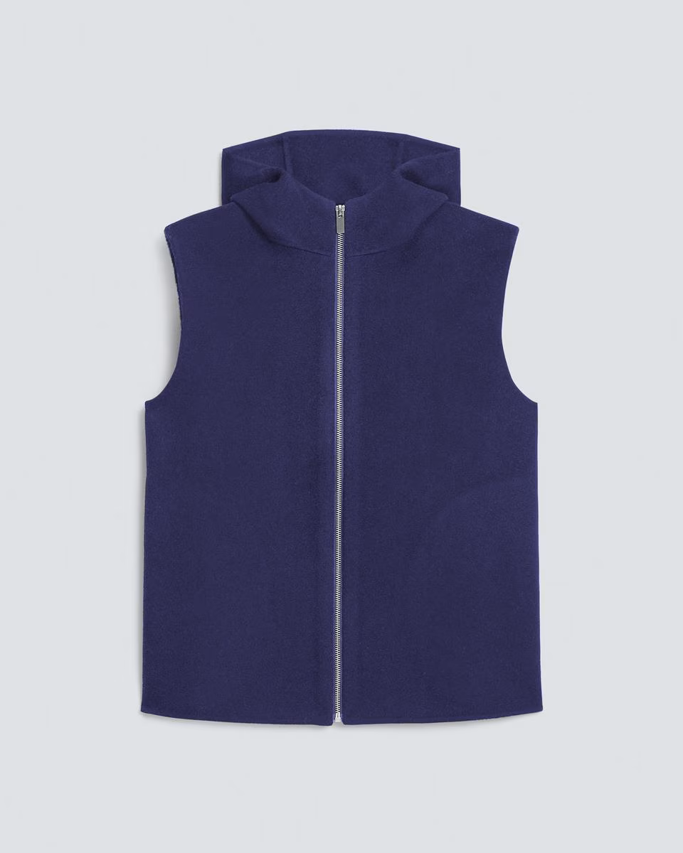 Hooded Vest in Double-Face Wool-Cashmere