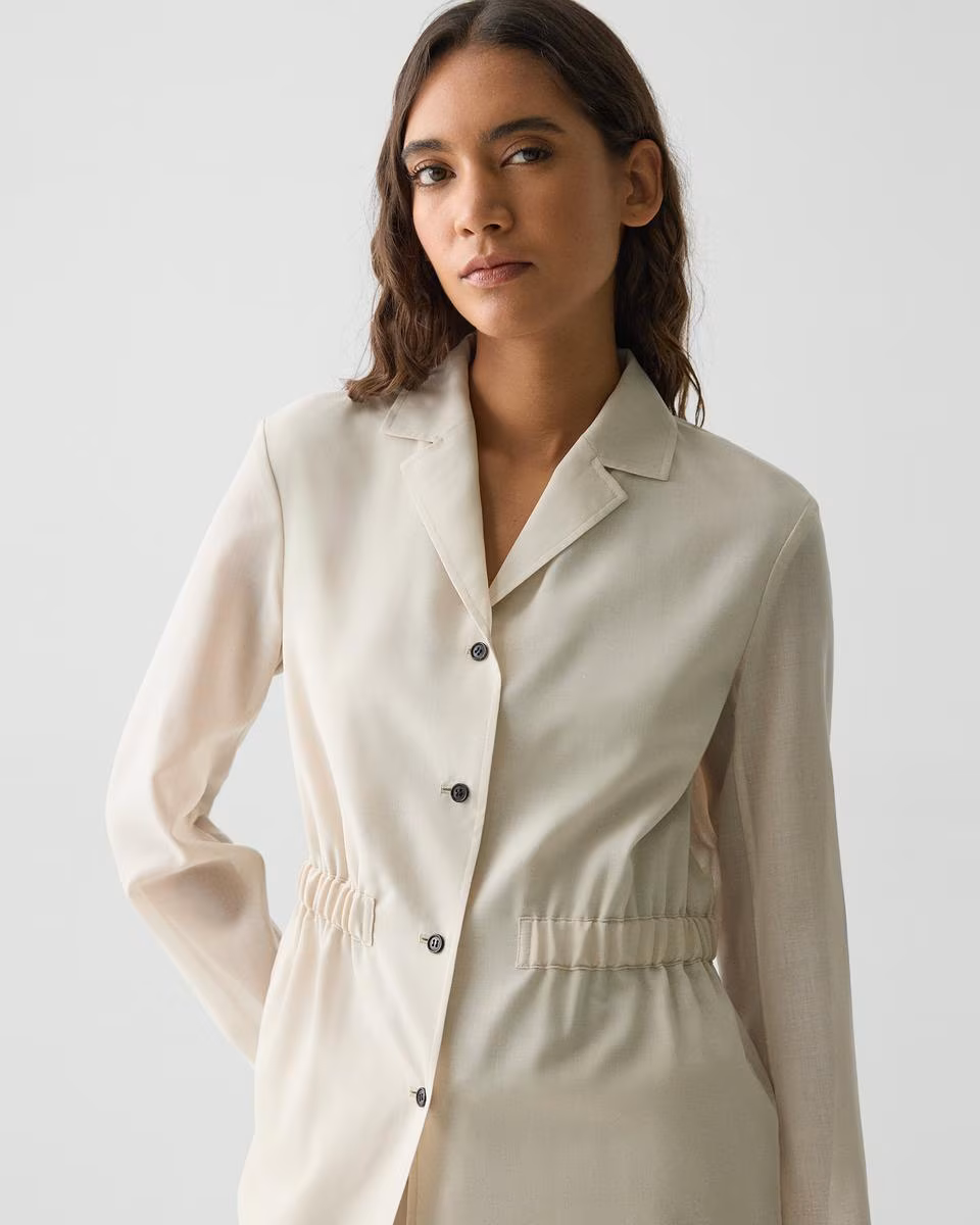 Cinch Waist Jacket in Airy Shirting