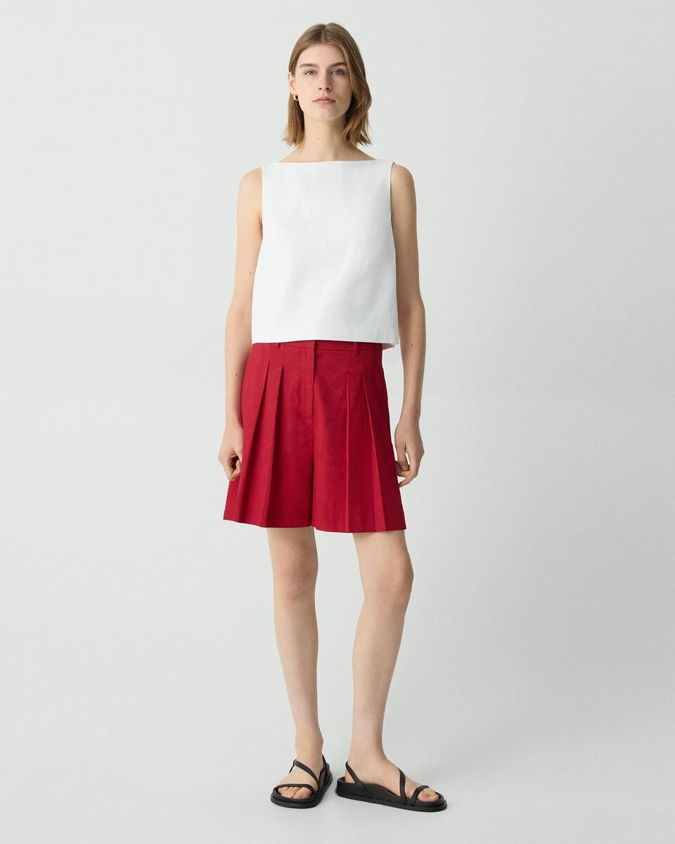 Pleated Short in Good Linen