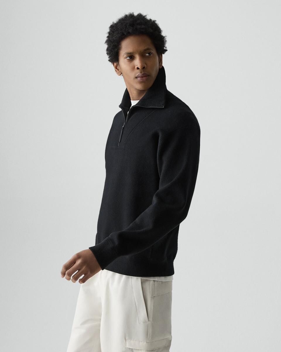Relaxed Quarter-Zip Sweatshirt in Wool Bilen