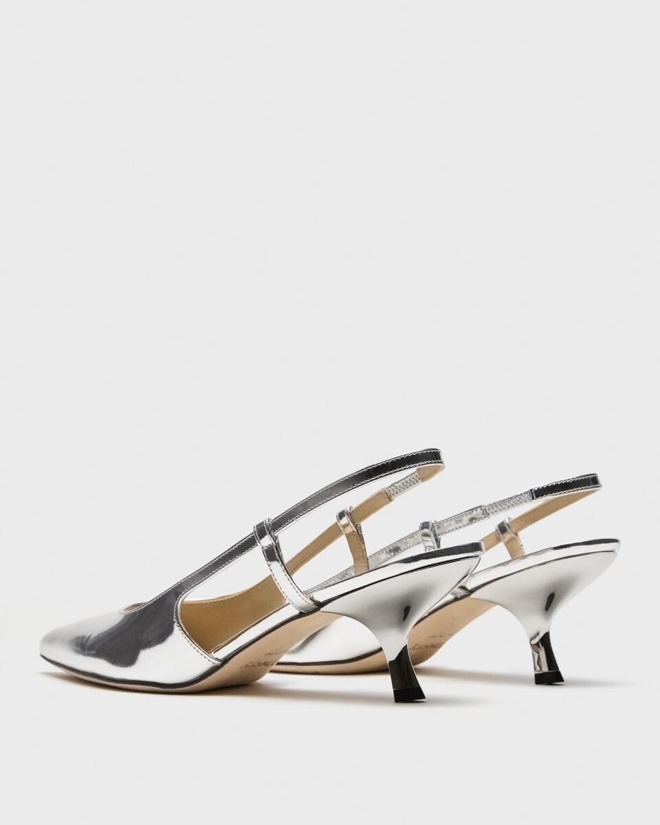 Micro Slingback Pump in Metallic Leather