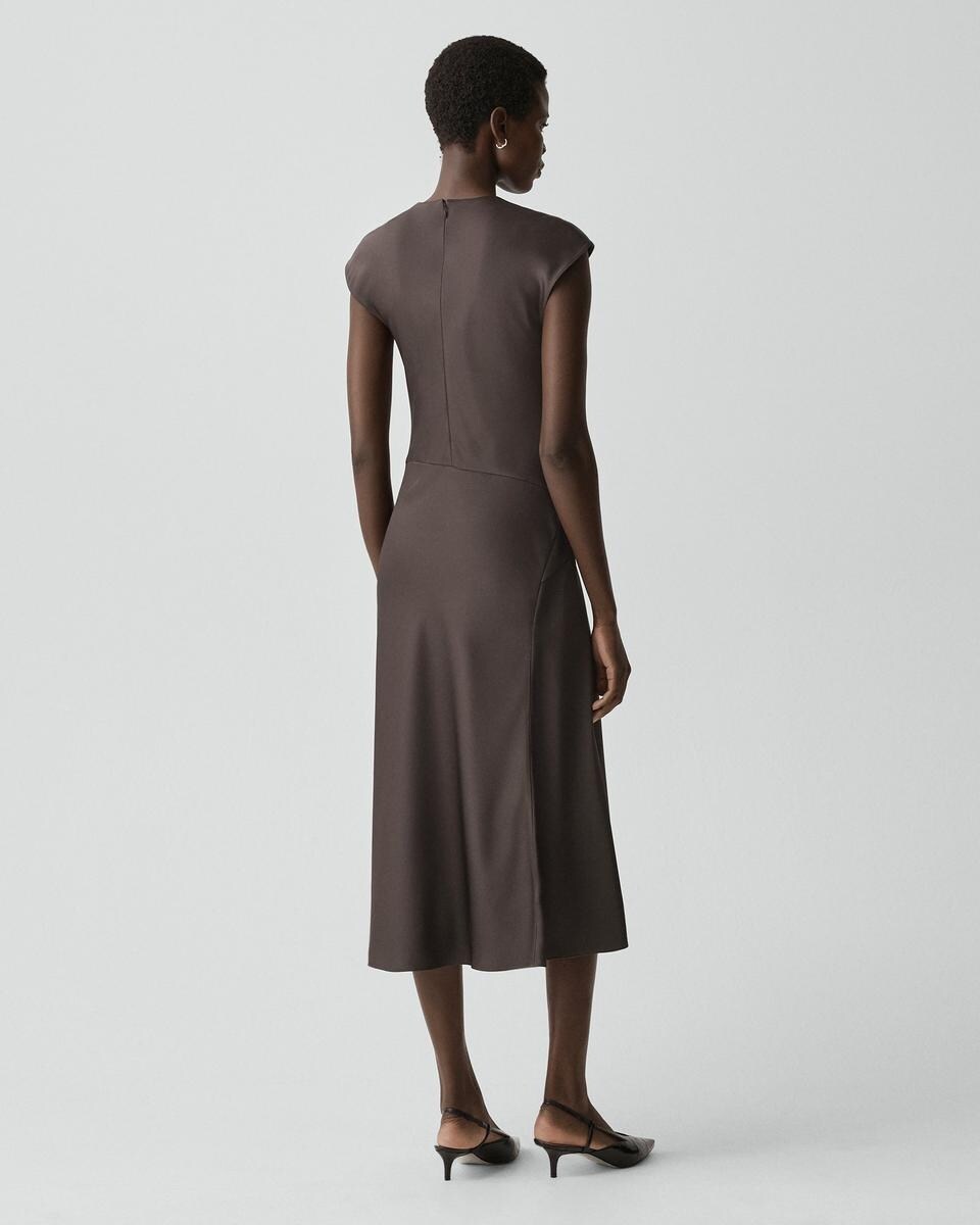 Twist Bodice Dress in Satin