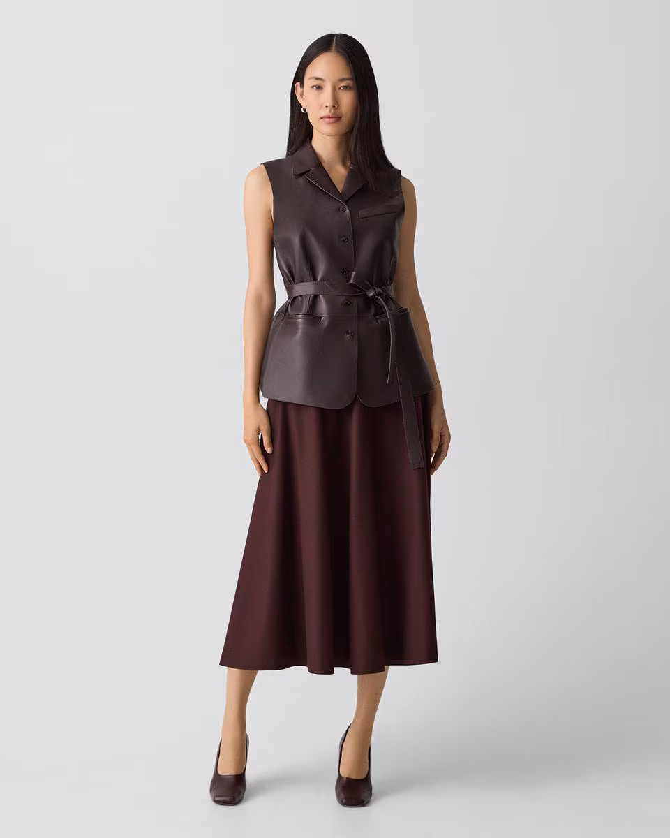 Flared Midi Skirt in Sleek Flannel