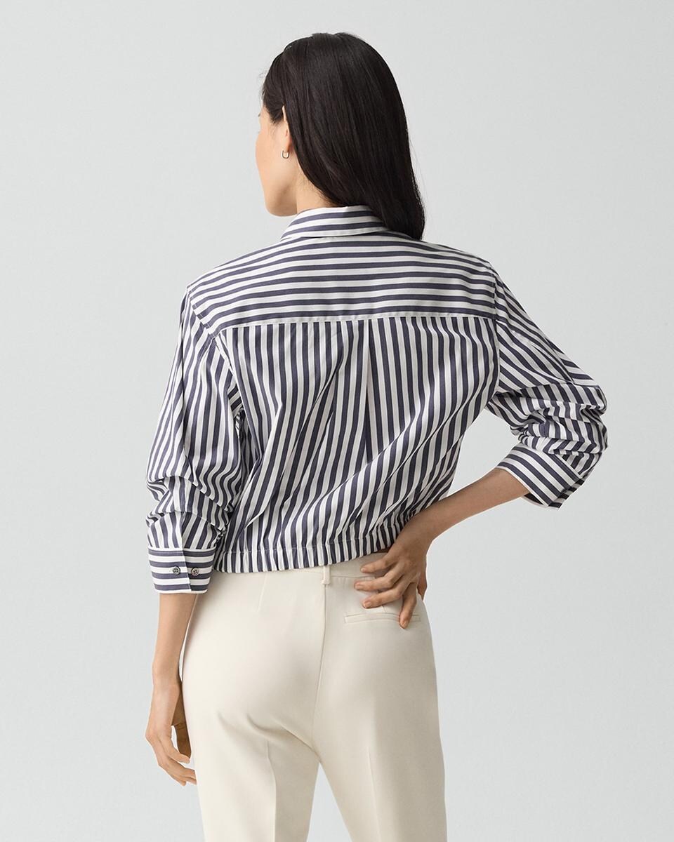 Cropped Shirt in Awning Stripe