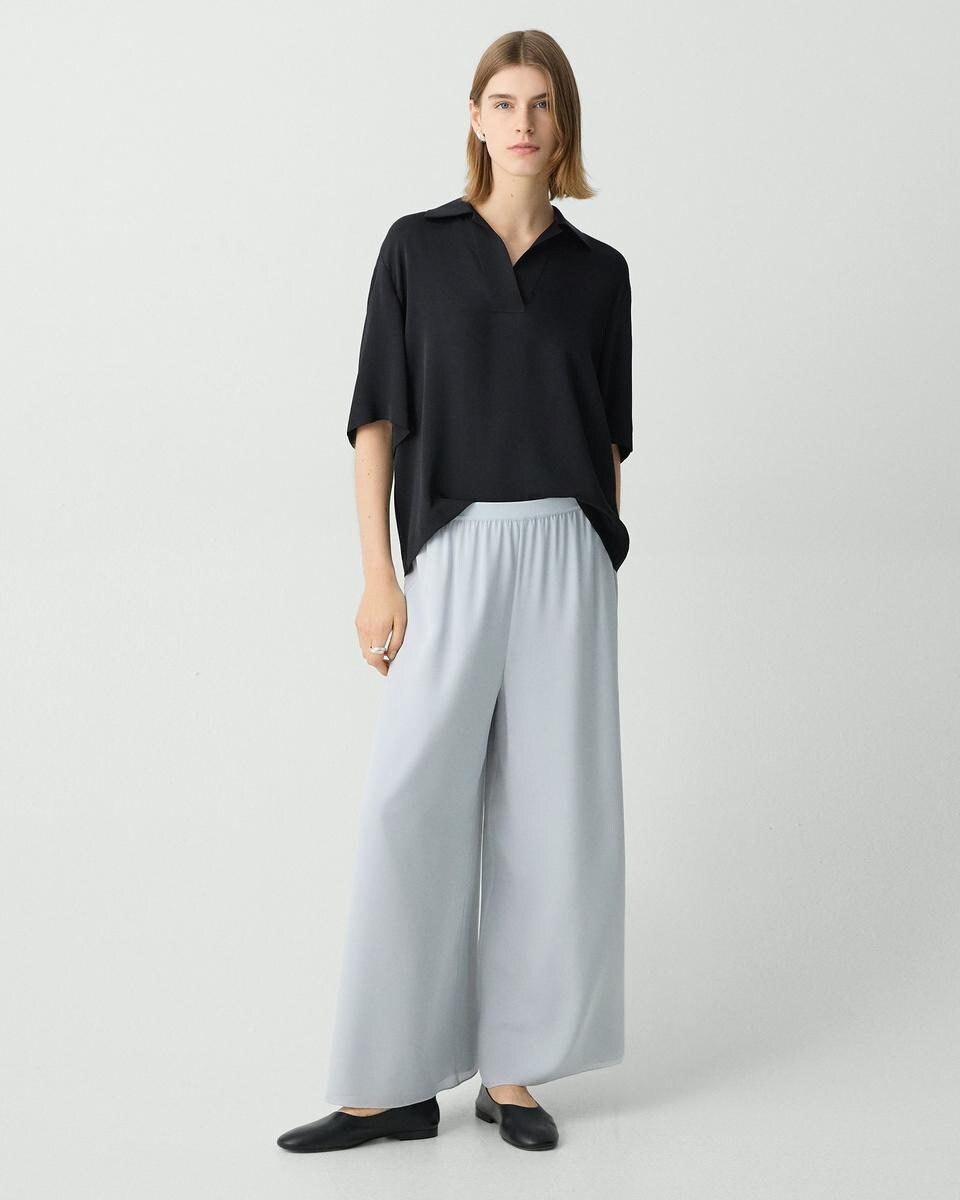 Wide-Leg Pant in Silk Georgette