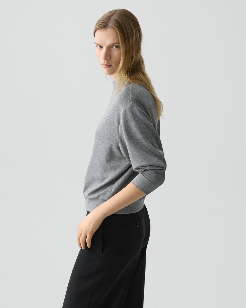 Mock Neck Sweatshirt in Double-Knit Jersey