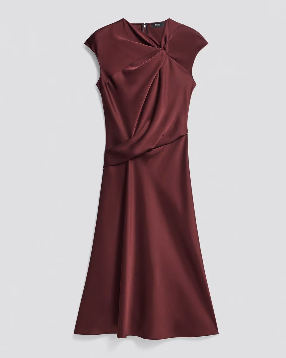 Twist Bodice Dress in Satin