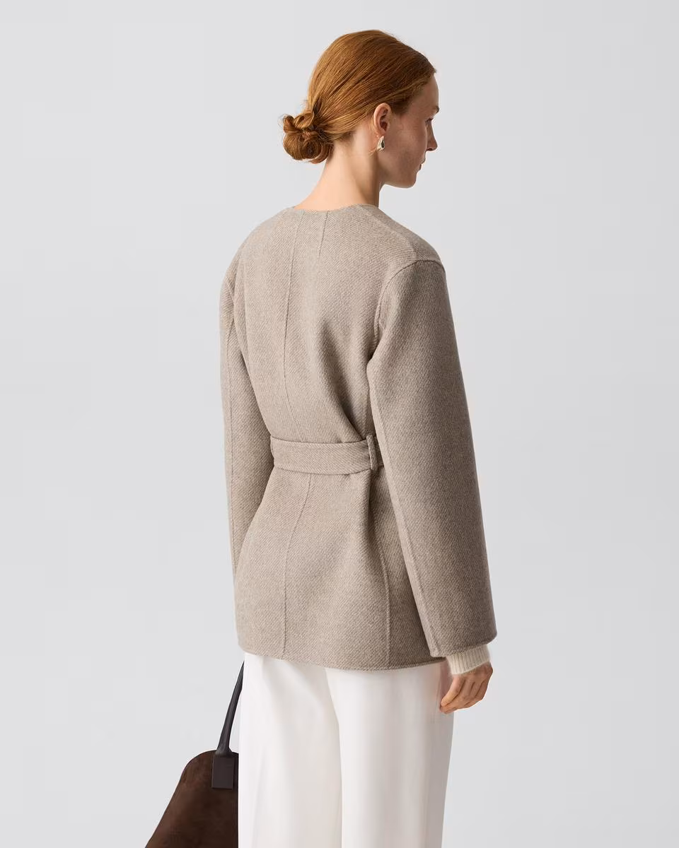 Reversible Cardigan Jacket in Double-Face Wool Twill