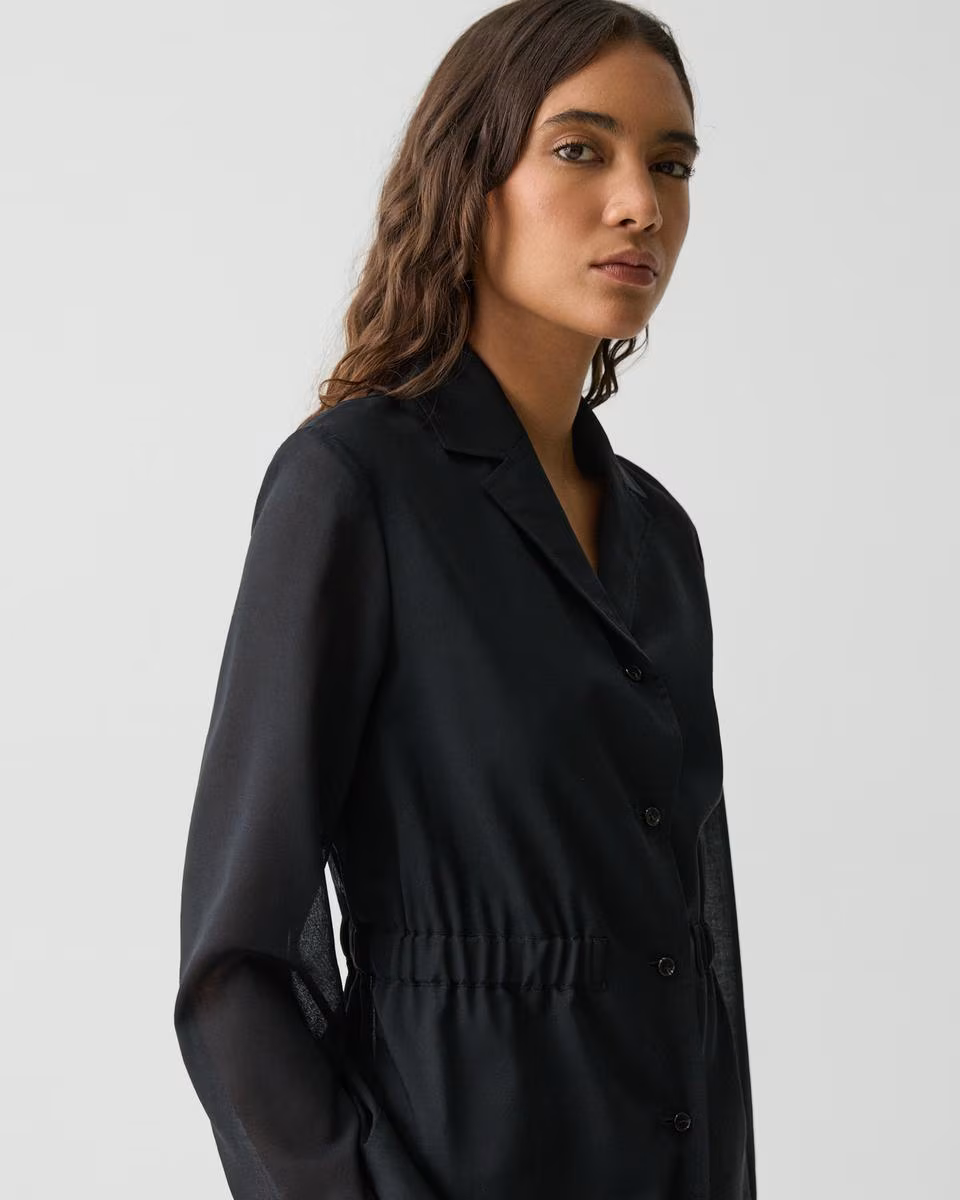 Cinch Waist Jacket in Airy Shirting