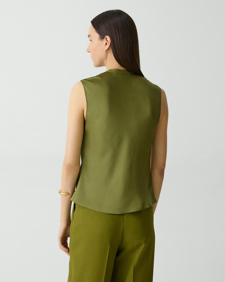 Twist Neck Blouse in Crushed Satin