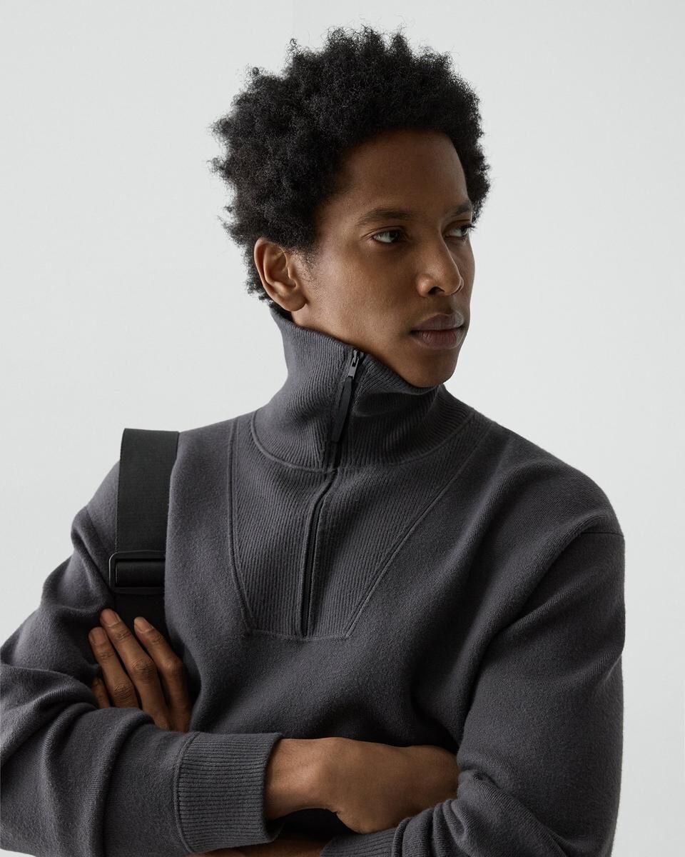 Relaxed Quarter-Zip Sweatshirt in Wool Bilen