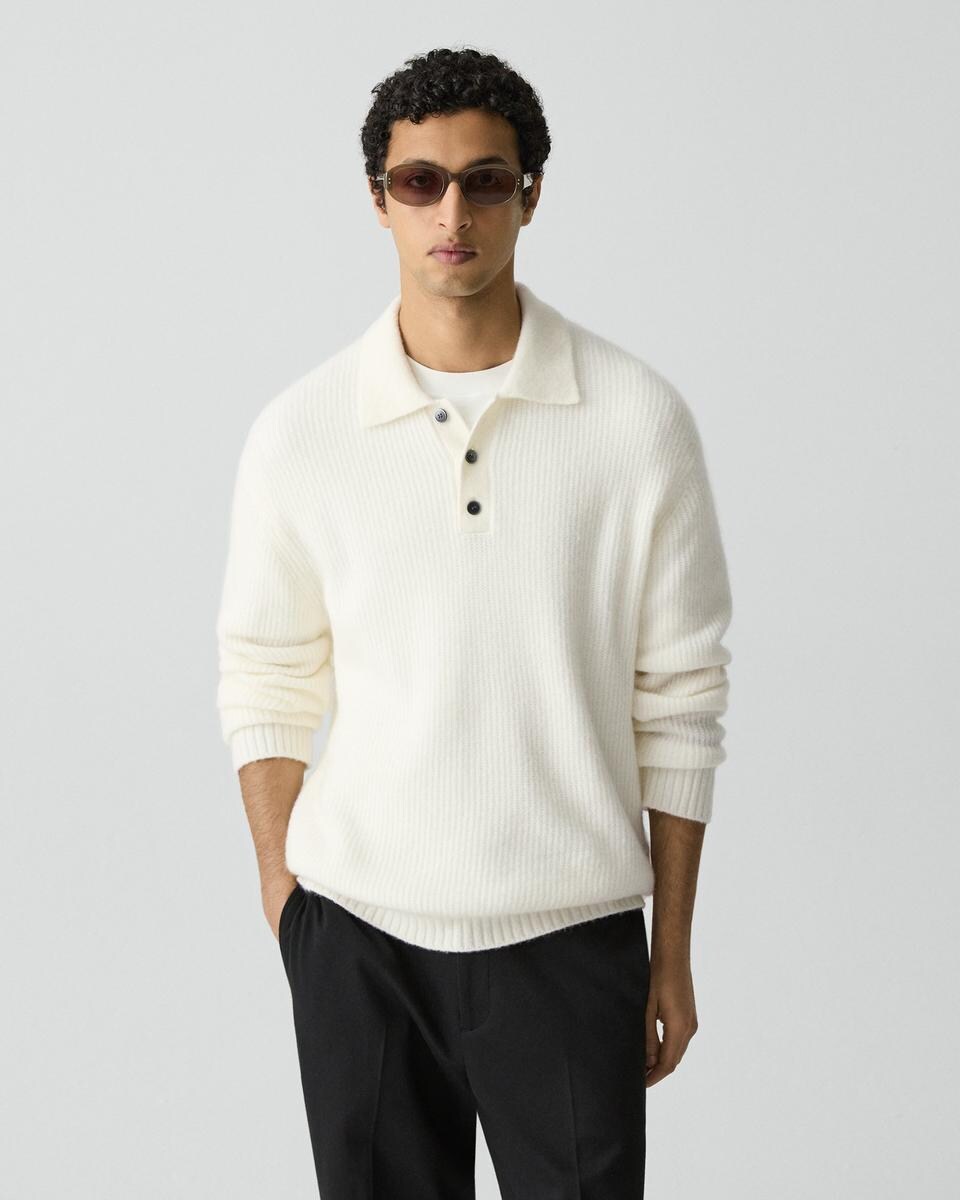Relaxed Polo Sweater in Astor Wool