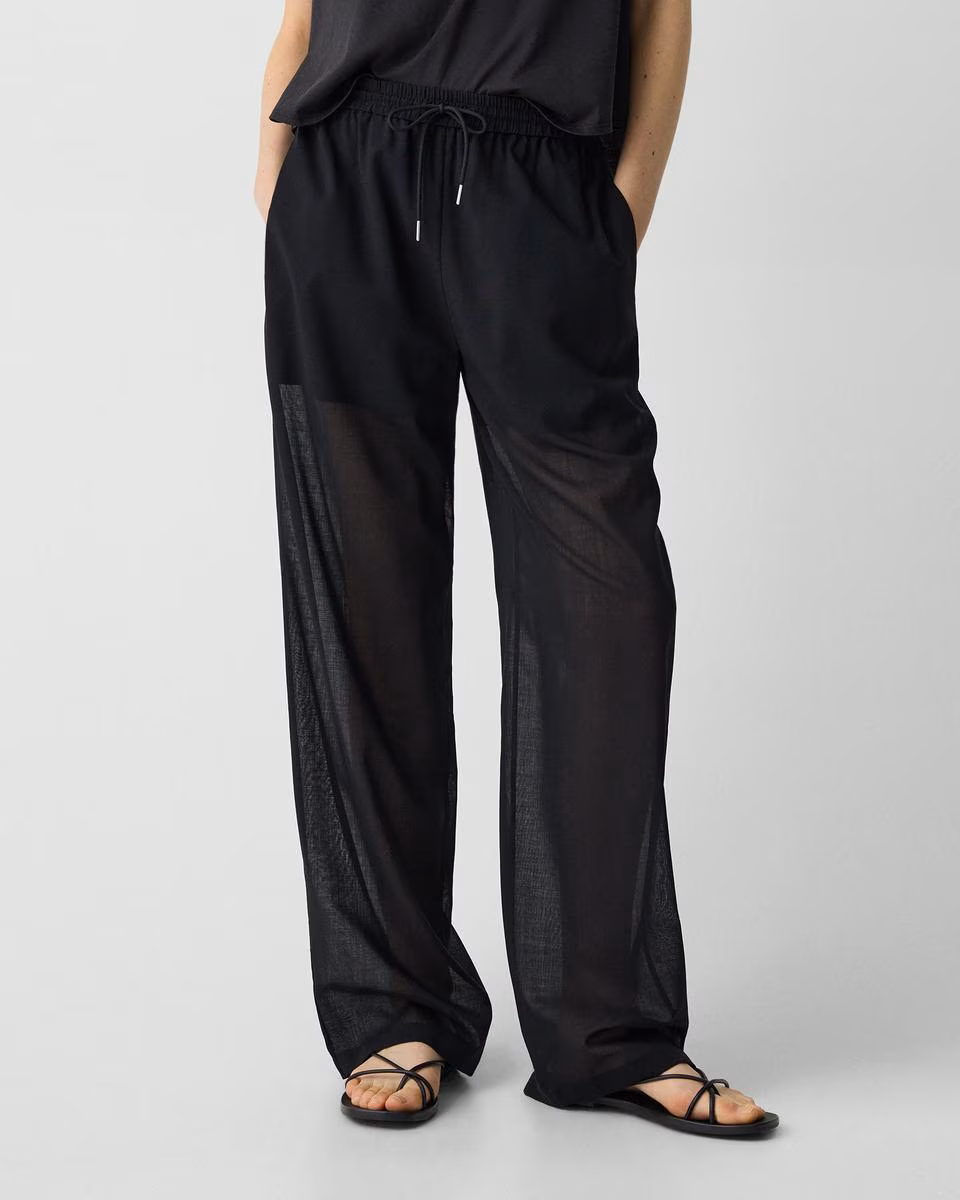 Drawcord Pull-On Pant in Airy Shirting