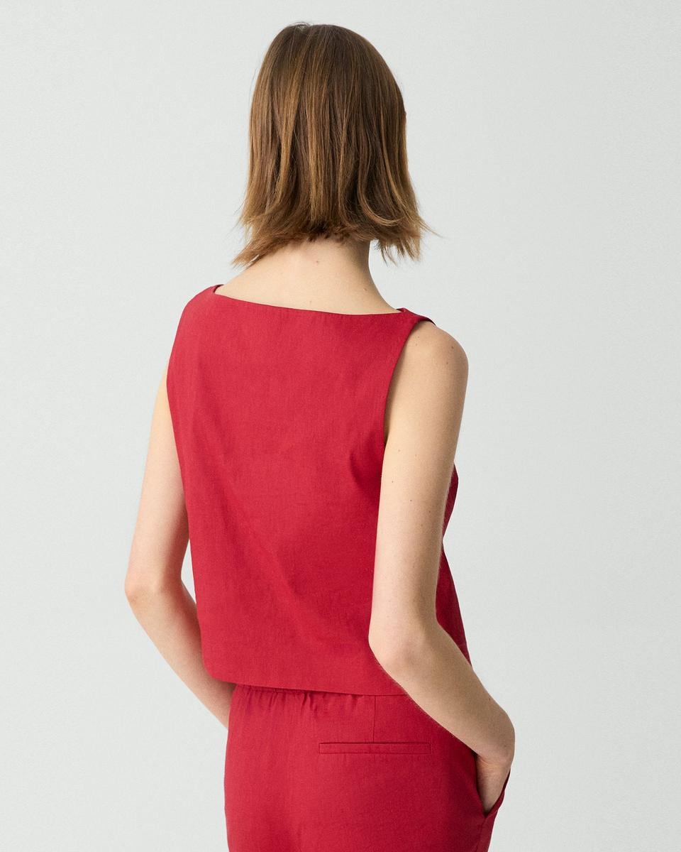 Sleeveless Boatneck Top in Good Linen