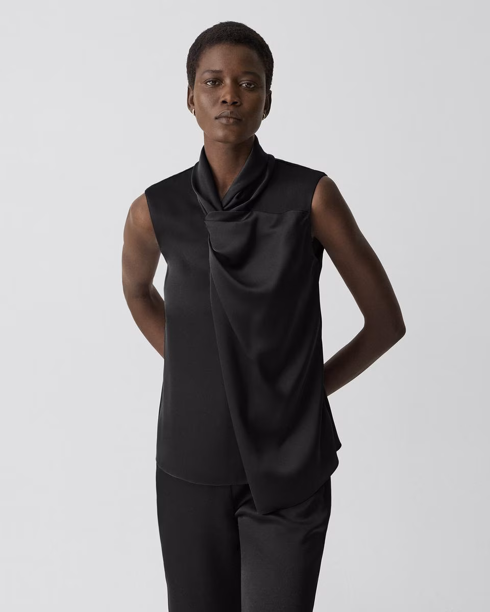 Twisted Split Blouse in Satin