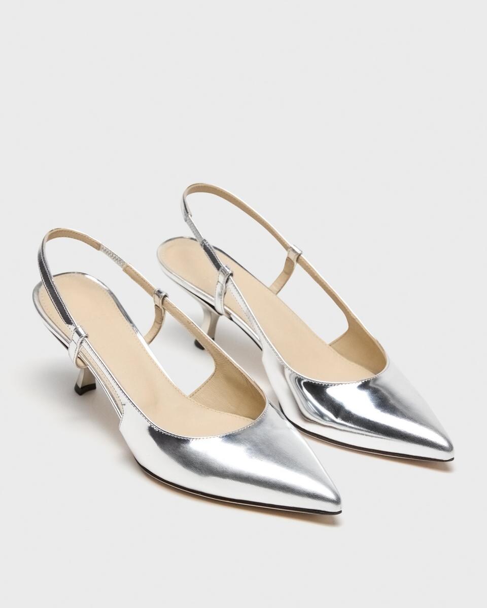 Micro Slingback Pump in Metallic Leather