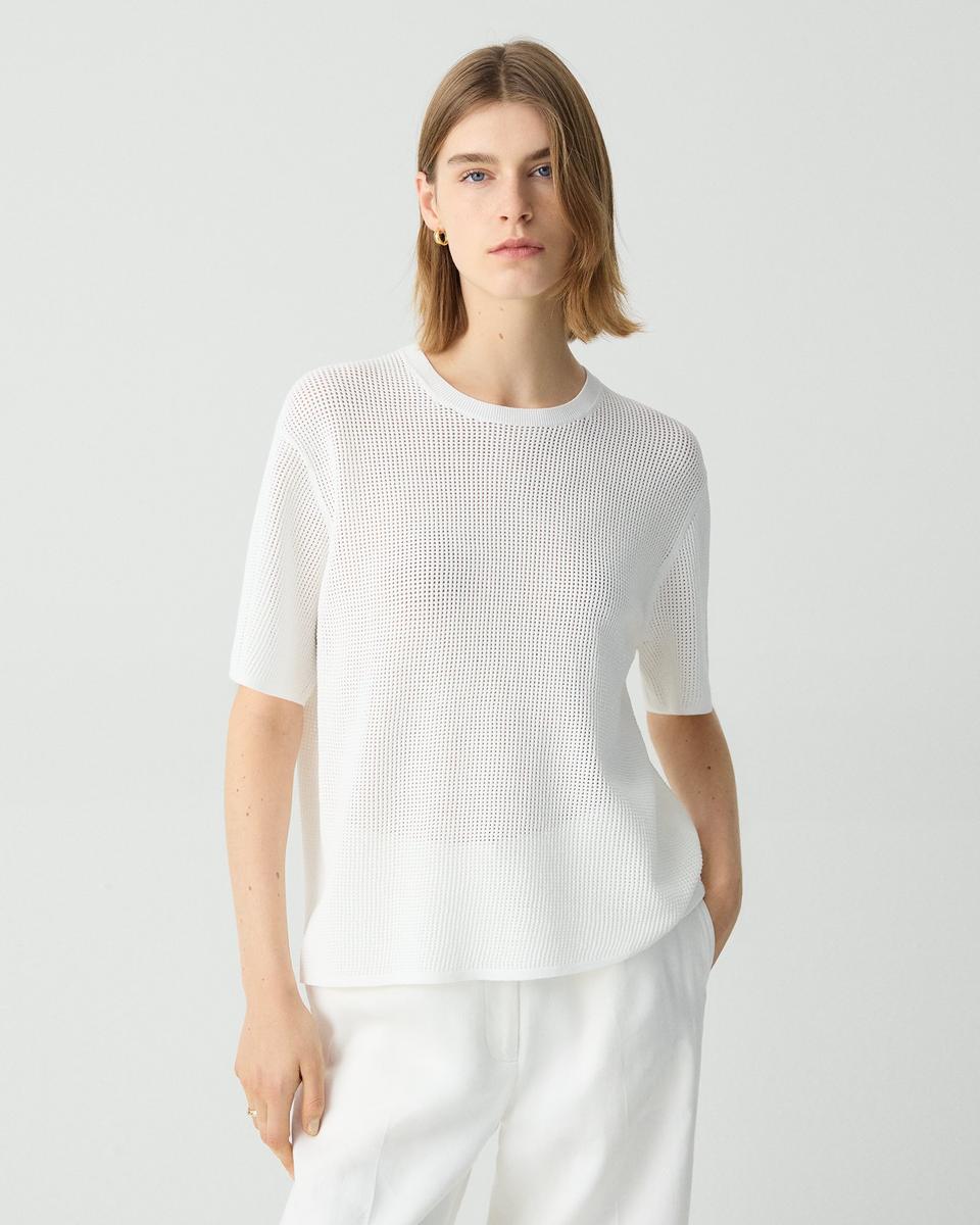 Pointelle Tee in Crepe Knit