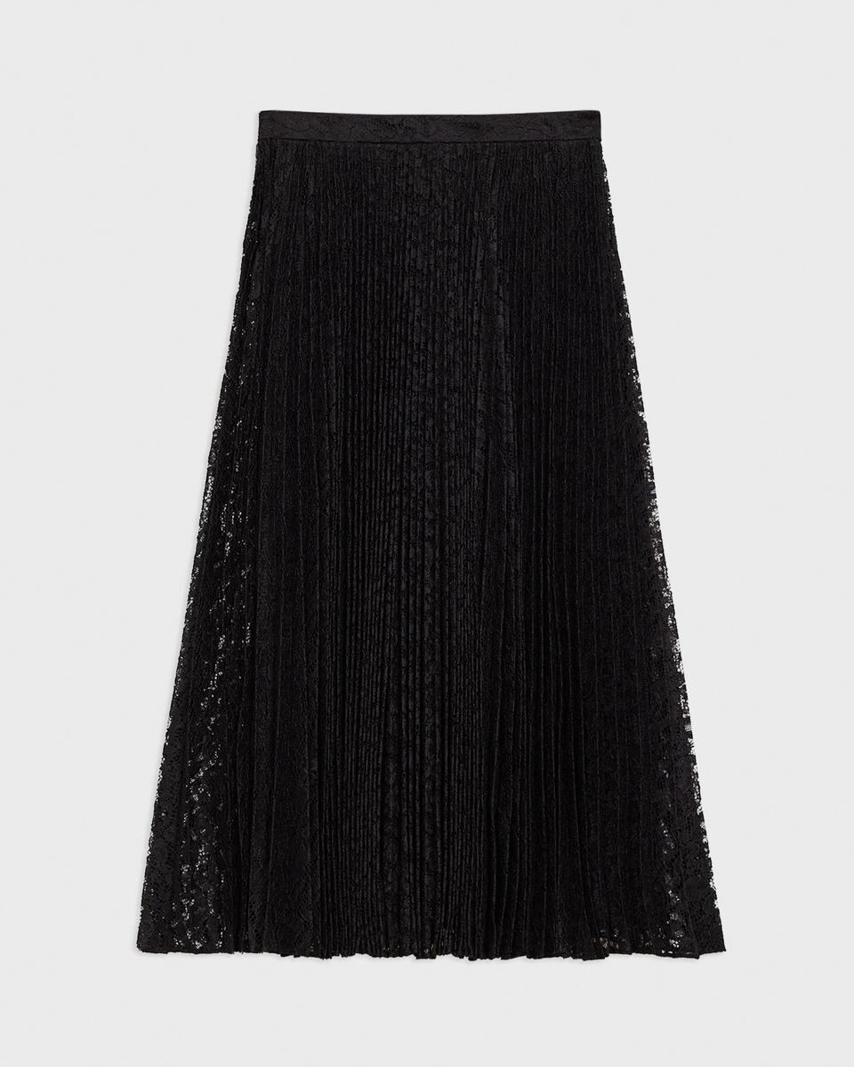 Pleated Midi Skirt in Leopard Lace
