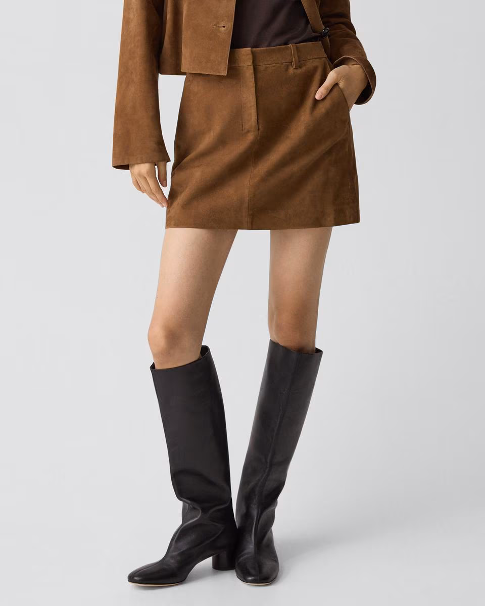 Mini Trouser Skirt in Suede