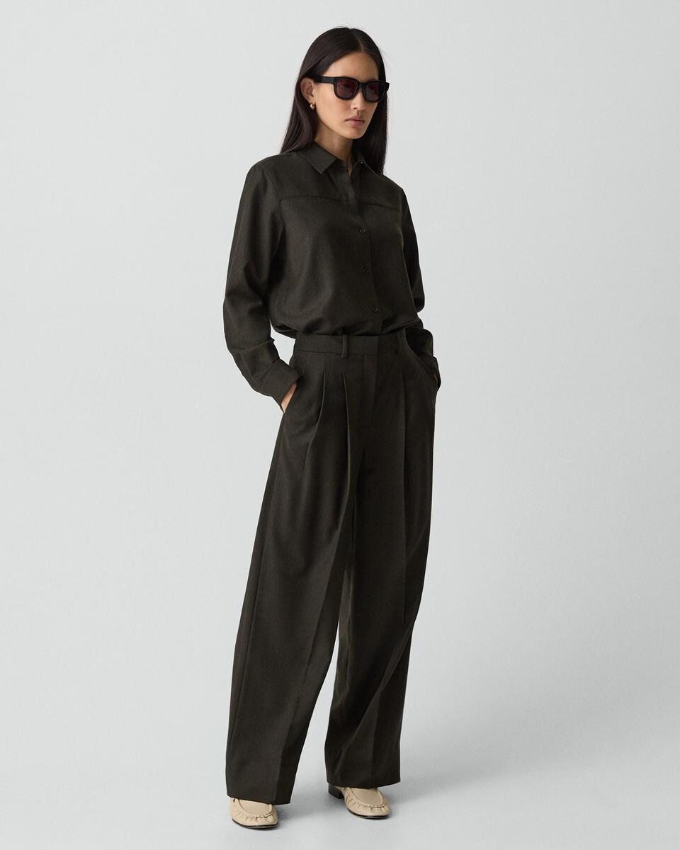 Double Pleat Pant, 29’’ in Sleek Flannel