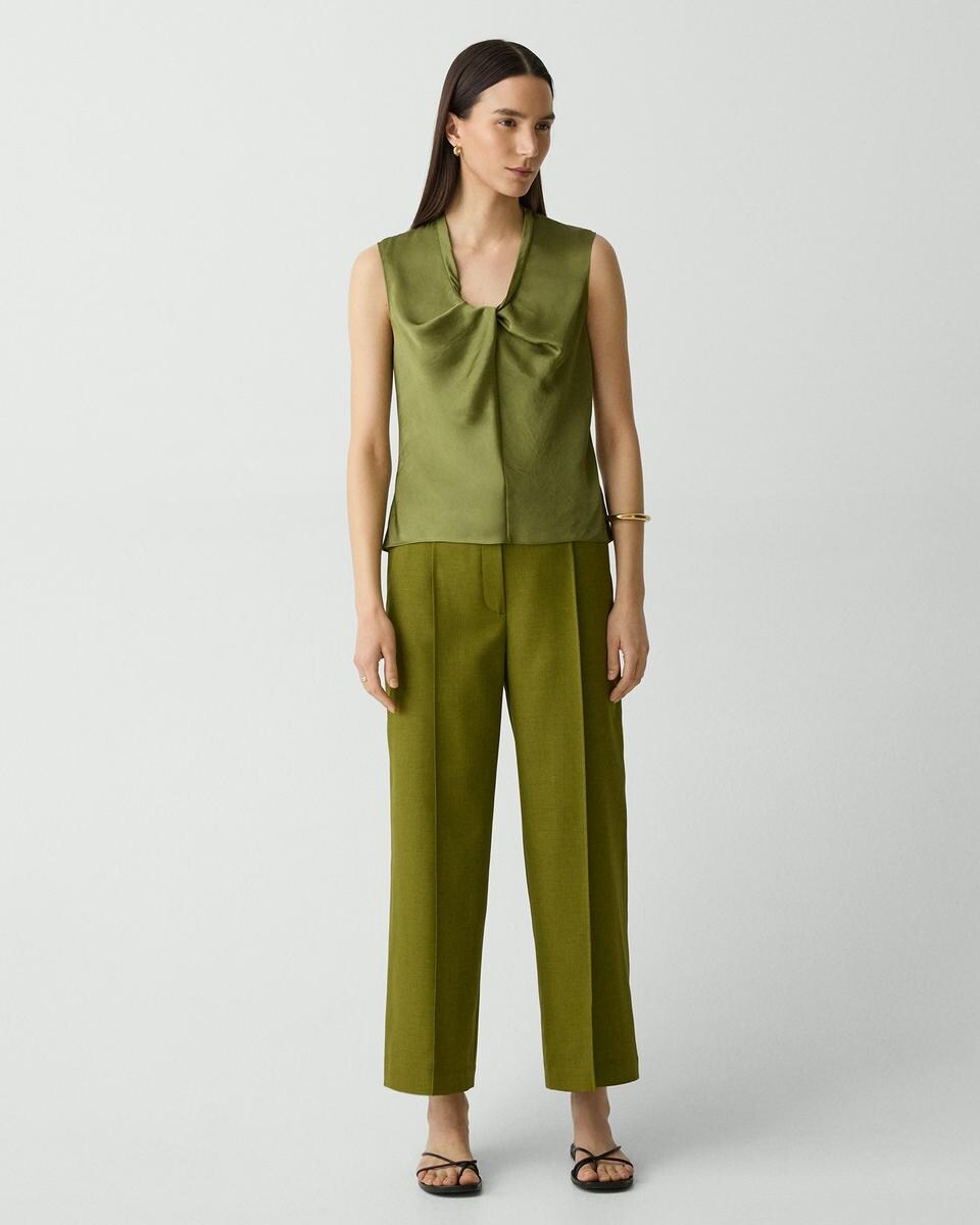 Twist Neck Blouse in Crushed Satin