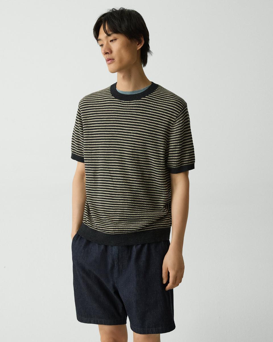 Striped Tee in Pacific Linen