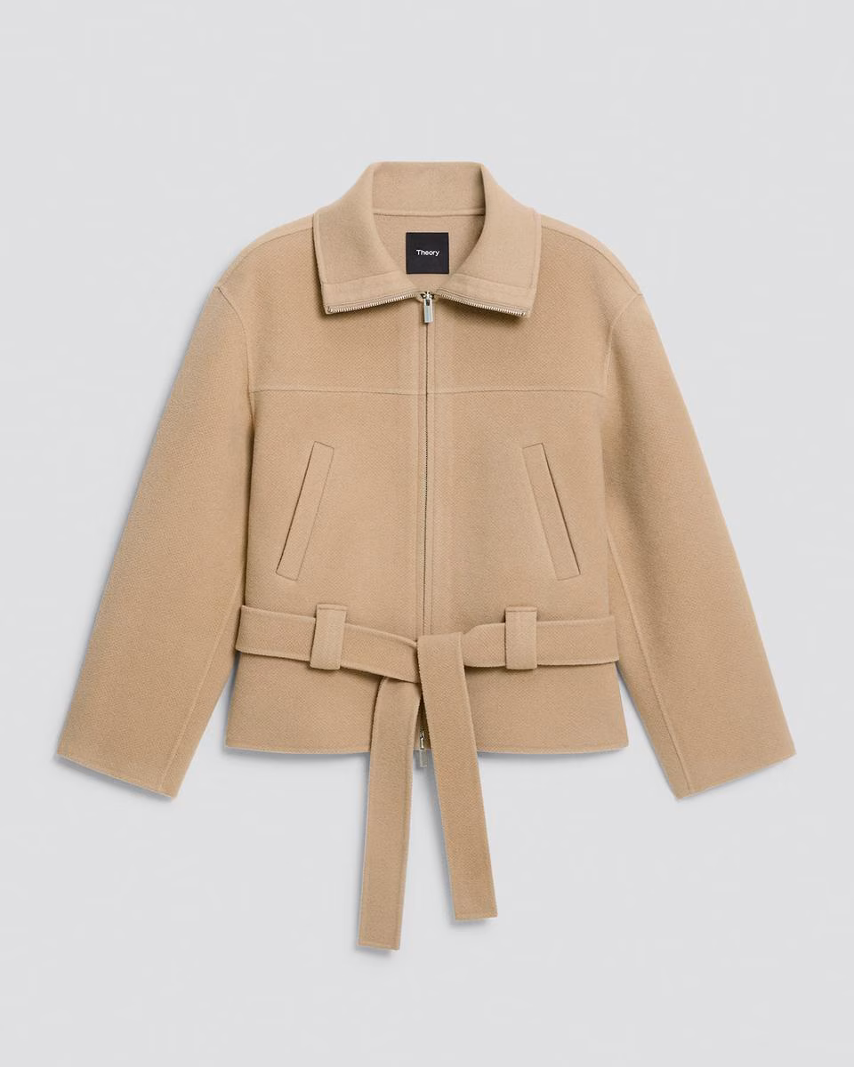 Cropped Anorak Jacket in Textured Wool-Cashmere
